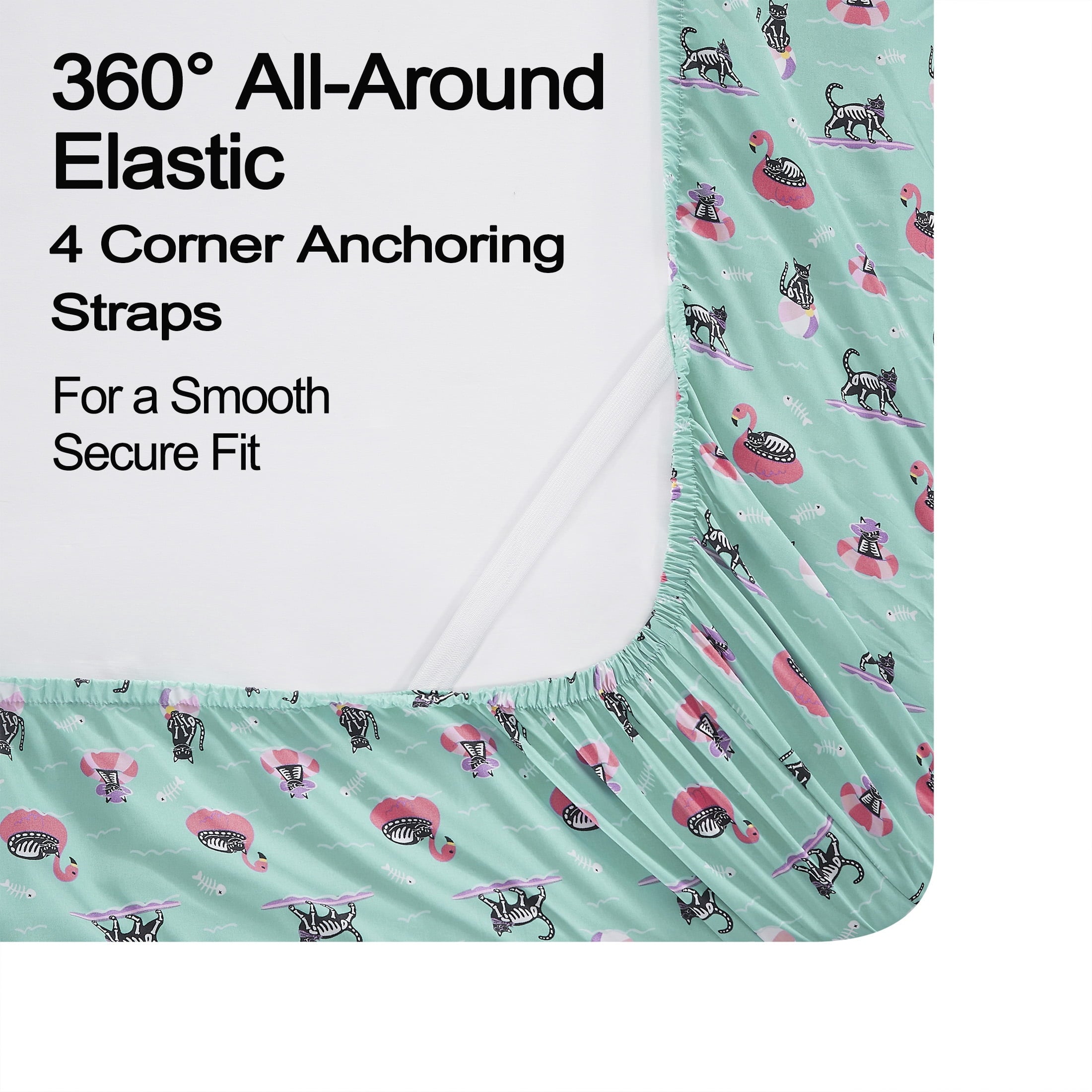 Summerween Crafted by Catherine Full 4-Piece Sheet Set, Black & White Nautical Ghosts