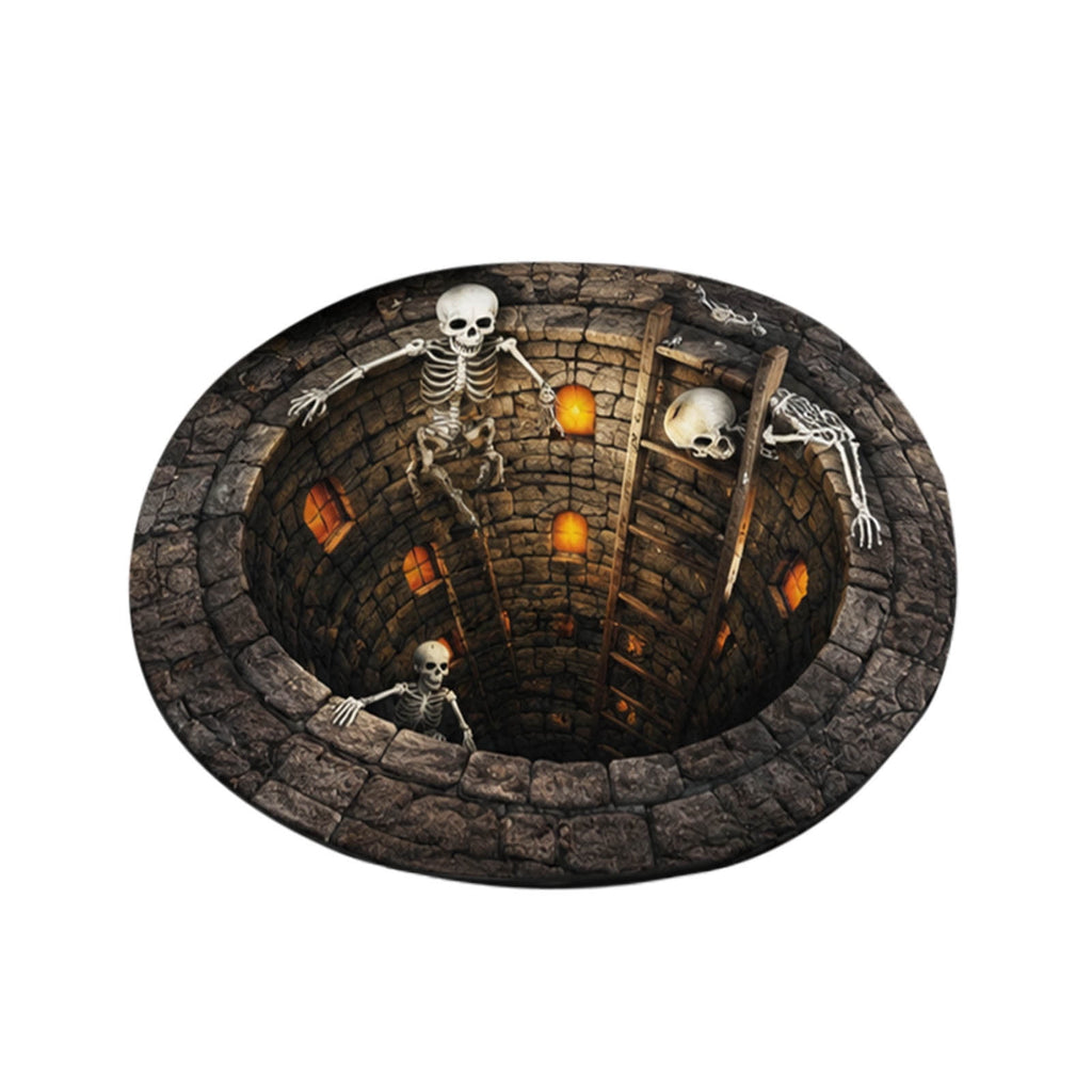 3D Illusion Halloween Round Rug, Non Printed Optical Vortex Doormat, Spooky Circular Floor Mat for Indoor Entryway Home Party Decor 60x60cm