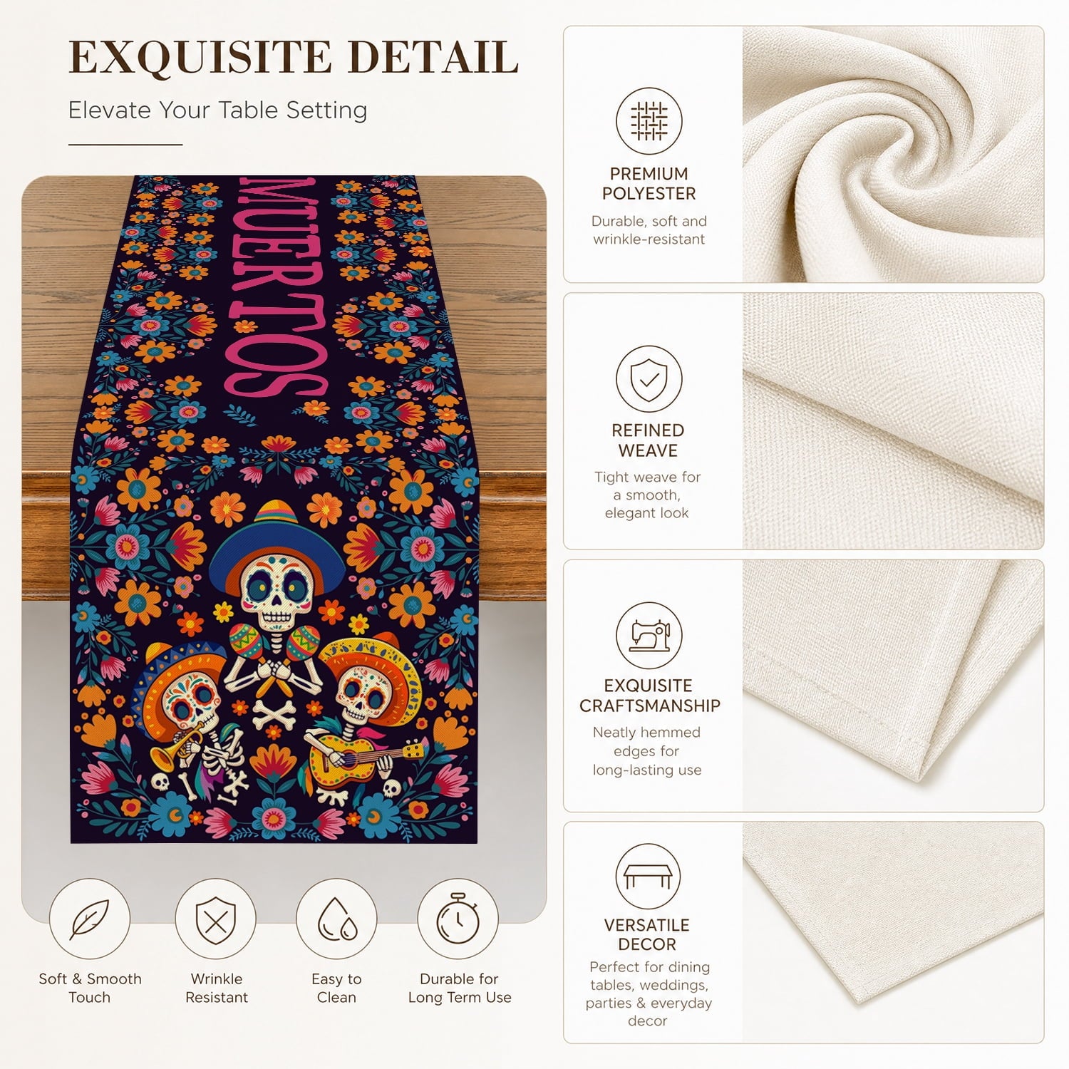 Sm:)e Halloween Table Runner Ghost Pumpkin 13x72 Inch, Halloween Party Kitchen Dining Indoor Outdoor Decorations,Orange
