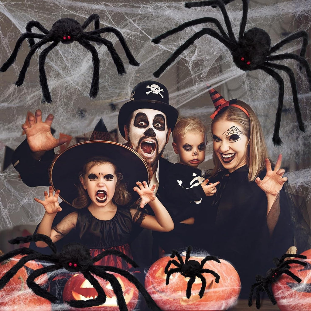 Scidweet Halloween Spider Decorations, 7 Pack Scary Spider Props Cobwebs Halloween Outdoor Indoor Party Yard Decor