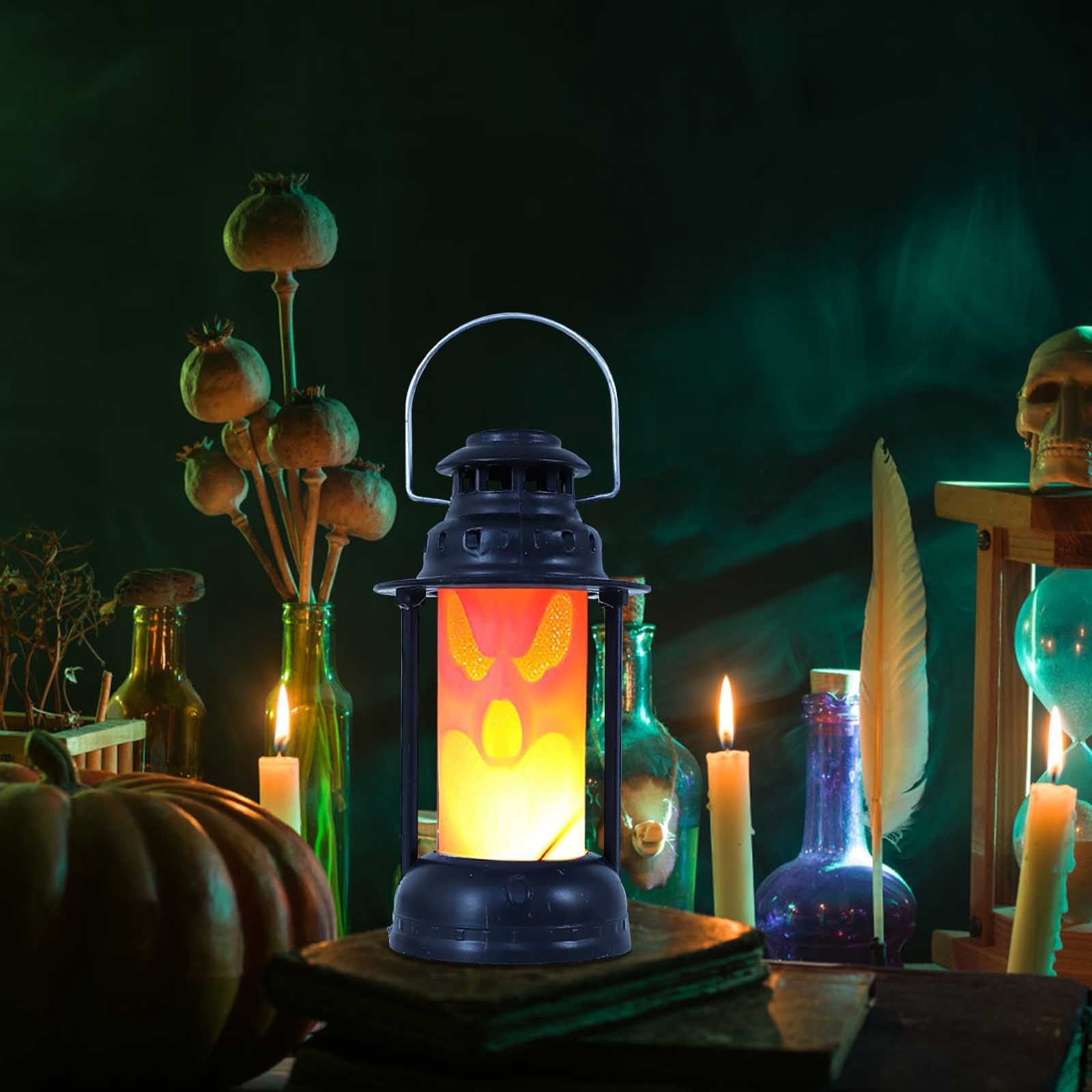 YZEGDCH Halloween Decorations Costume Skull Kerosene Lamp Home Savings Landscape Decor for Table Patio Garden Yard Pathway Porch