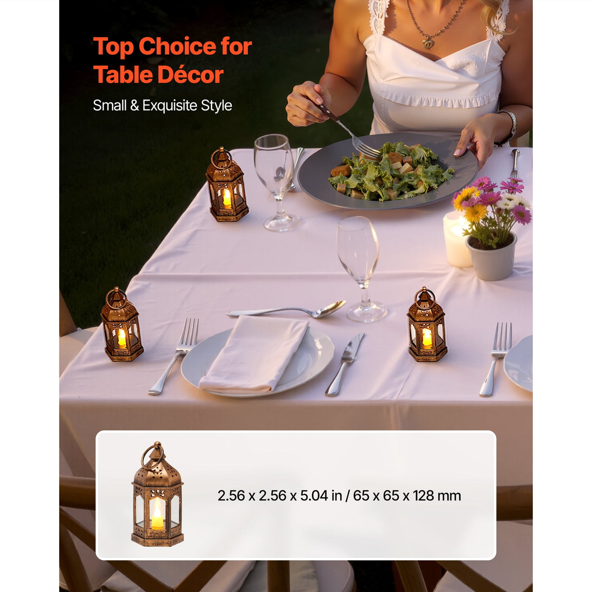 KFFKFF 12-Piece Decorative Candle Lantern Set,LED Flameless Candles with Plastic Frames and Glass Panels, Hanging Lanterns for Indoor and Outdoor Decor, Ideal for Parties,and Farmhouse Style, Bronze