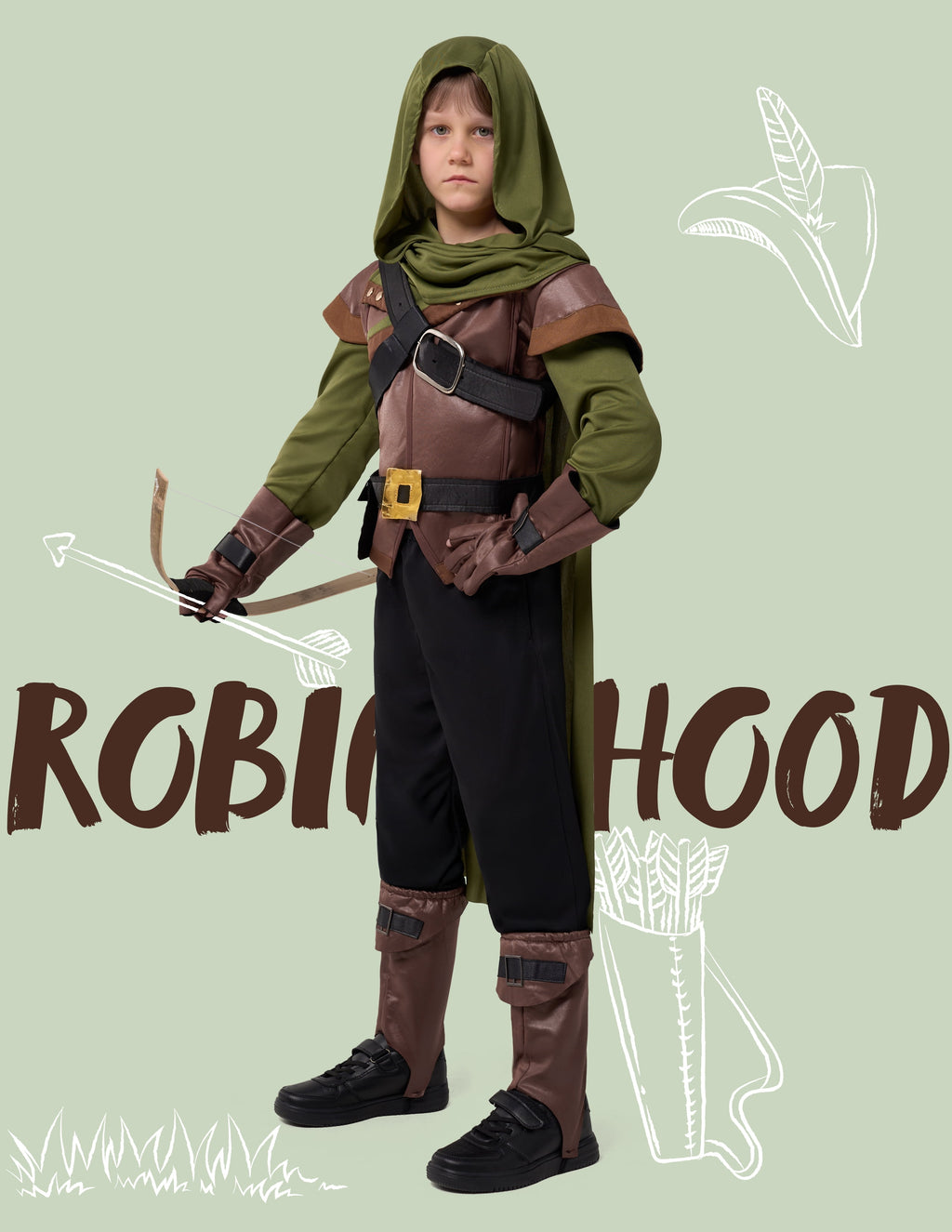 Joyfy Robin Hood Costume for Men Renaissance medieval Costume Outfits Set for Adult Halloween Dress Up Party