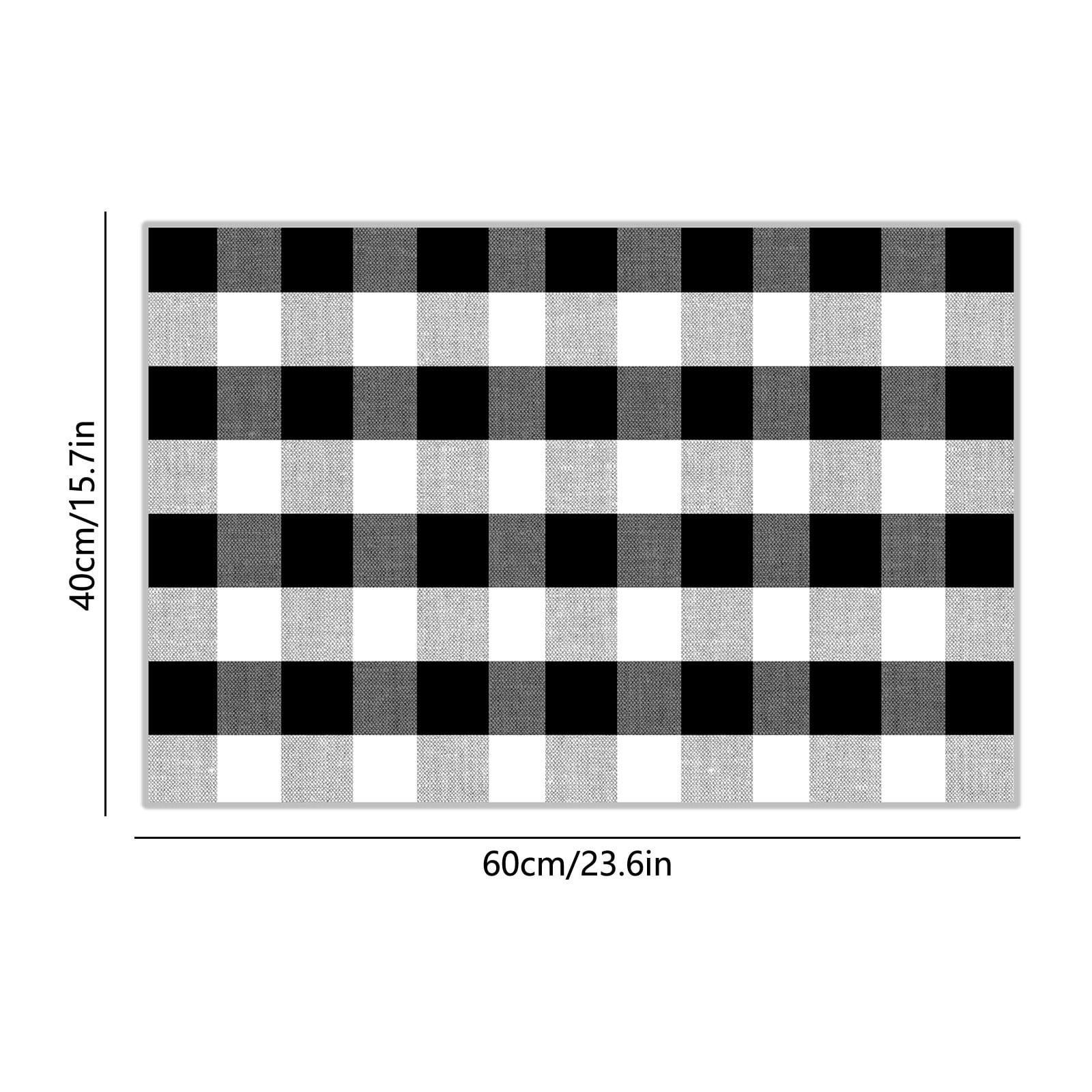 Orange Plaid Fall Outdoor Mat, Hand-Woven Porch Rug for Thanksgiving Halloween Door Decor