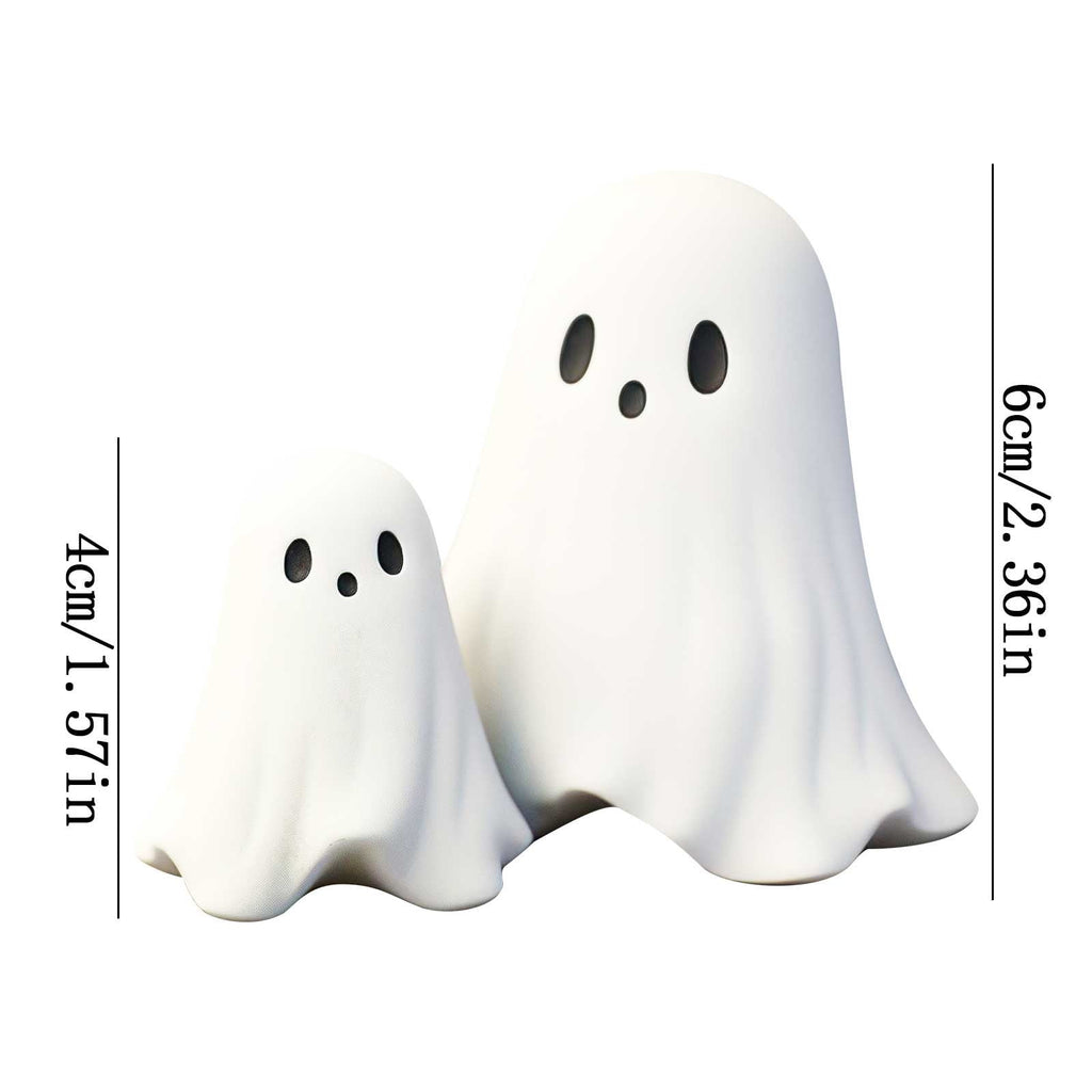 Qxpztk Halloween Cute Ghost Figurine, Spooky Resin Ghost Statue, Mini Ghost Decor for Halloween Decorations, Porch and Indoor Spooky Home Decor Ghost with a Red Heart - B
