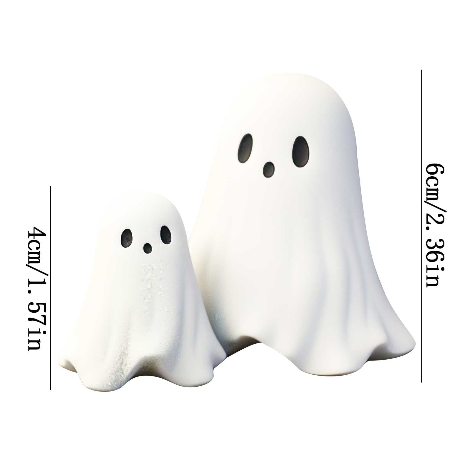 Qxpztk Halloween Cute Ghost Figurine, Spooky Resin Ghost Statue, Mini Ghost Decor for Halloween Decorations, Porch and Indoor Spooky Home Decor Ghost with a Red Heart - B