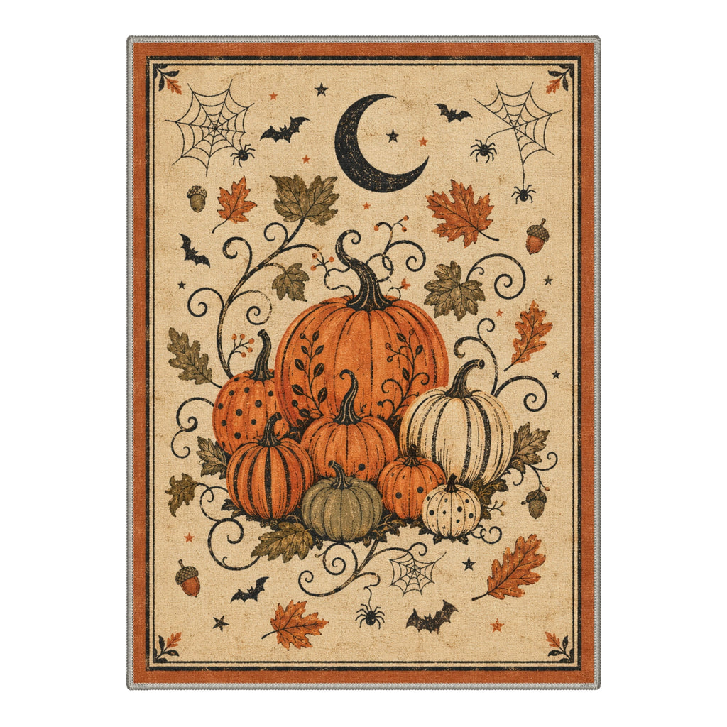 GENIMO 5'x7' Halloween Area Rug for Living Room, Washable Non Slip Soft Farmhouse Pumpkin Indoor Rug for Bedroom Dining Room Home Office, Vintage Sepia