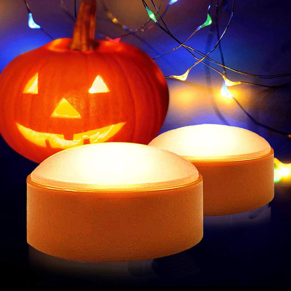 Halloween LED Pumpkin Lights Battery Operated - Orange Pumpkin Lights with Timer and Remote Halloween Decor - Halloween Jack-O-Lantern Decoration Outdoor - Flameless Pumpkin Candles 2-pack