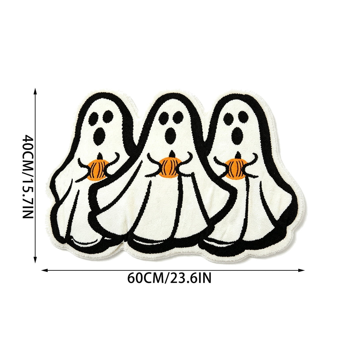 Halloween Doormat Ghost Bath Mat 23.6x15.7in Secure-Grip Absorbent Soft Faux Fur Rug for Bathroom Bedroom Living Room Decor by OVFUIZ