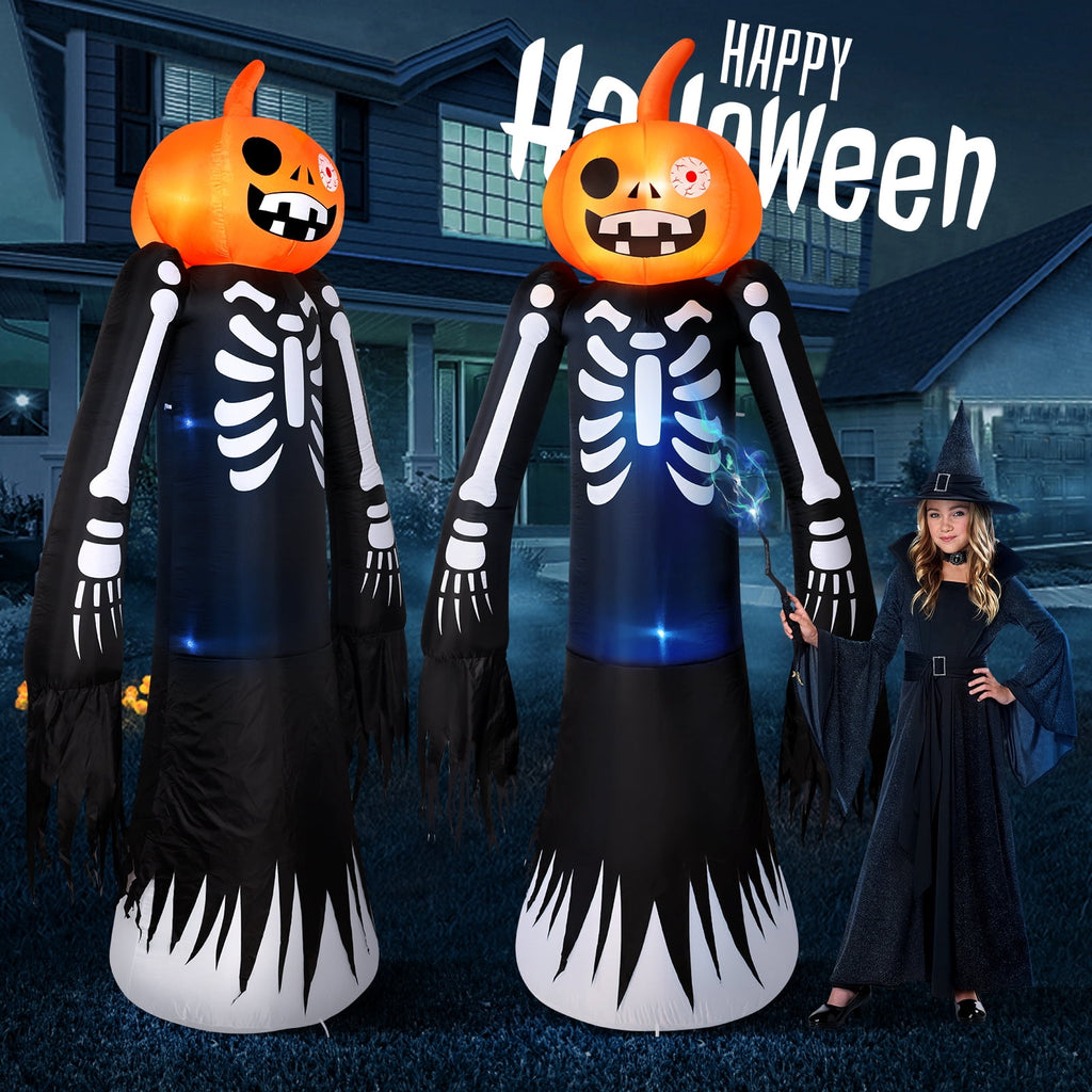 Ayieyill 10FT Halloween Inflatables Blow up LED Giant Red Ghost for Outdoor Halloween Yard Inflatables Garden Yard Lawn