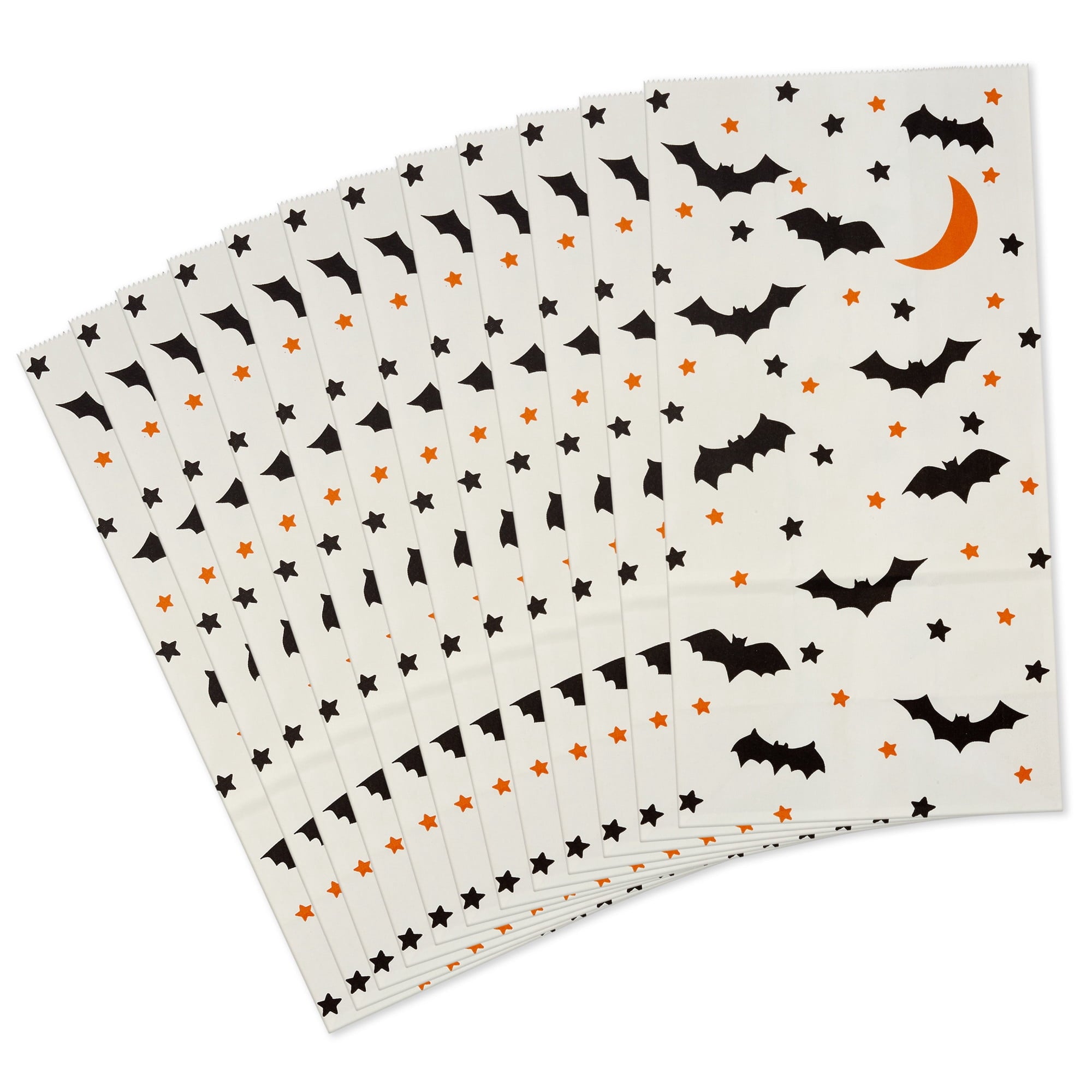 Hallmark Small Halloween Goodie Bags (Black Bat and Orange Star), 12 Count
