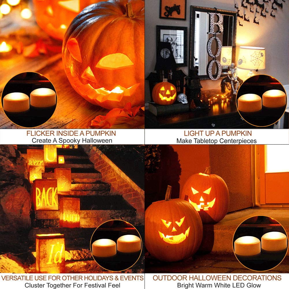 Halloween LED Pumpkin Lights Battery Operated - Orange Pumpkin Lights with Timer and Remote Halloween Decor - Halloween Jack-O-Lantern Decoration Outdoor - Flameless Pumpkin Candles 2-pack