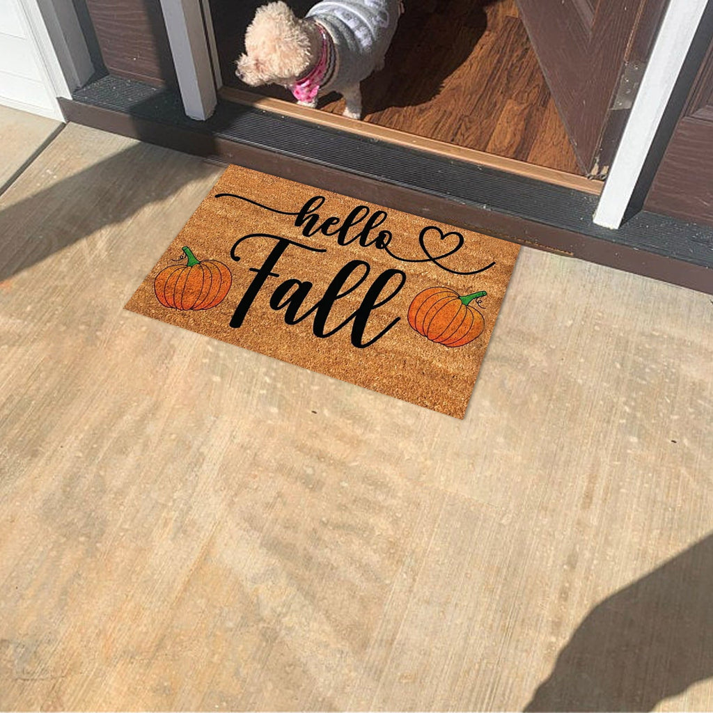 KCEHTA Happy Fall Welcome Mat, Fall Maple Leaf Pumpkin Door Mat, Autumn Front Door Mat, Halloween Thanksgiving Welcome Doormat Indoor Outdoor Entryway Rug Floor Mats
