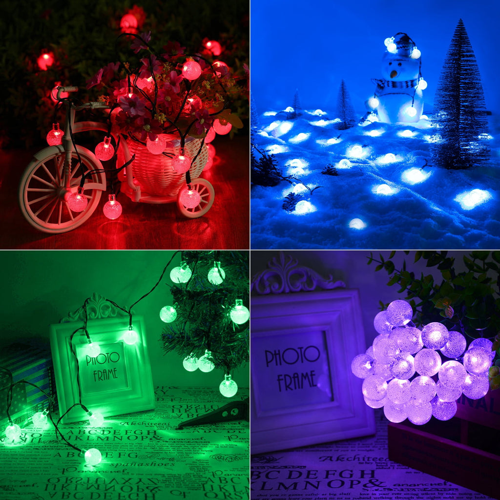 Toodour Solar String Lights Outdoor, 35.6ft 60 LED Waterproof Solar Powered Globe Patio Lights with 8 Modes for Garden Home Gazebo Yard Decorations (Warm White)