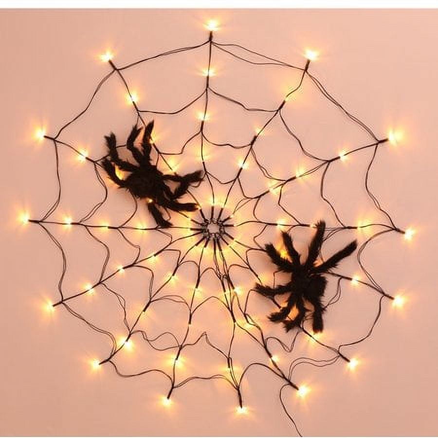 70Led 3.28FT Giant Spider Web Lights with Hairy Spider and Cobweb for Lighted Halloween Decorations Outdoor Halloween Window Decorations Wall Garden Patio Yard Decor