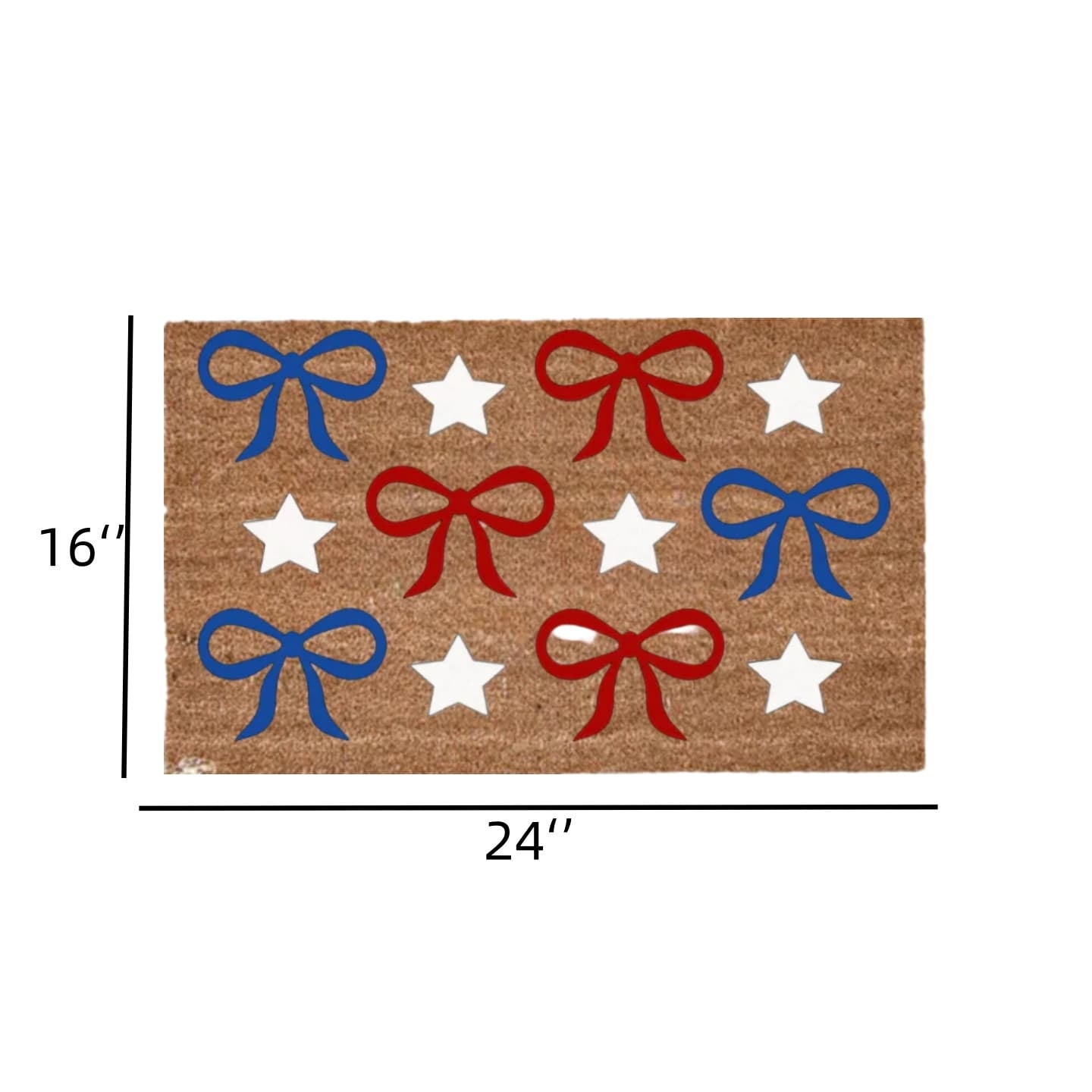 Patriotic Door Mat 4th of July Bow Flag Floor Doormats Independence Day Star Welcome Non Slip Mats for Front Porch Decor 16*24in Black