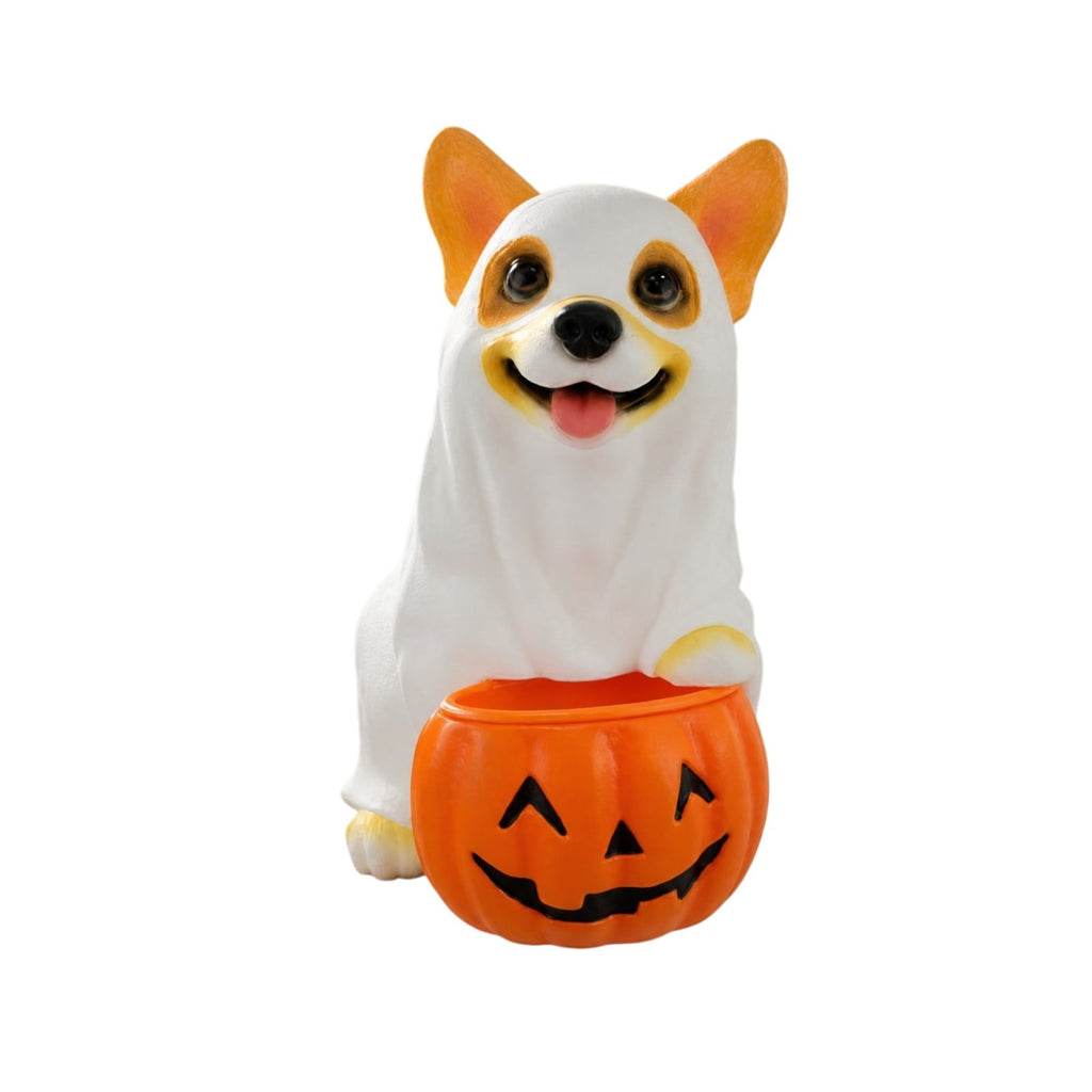 Diceymbol Halloween Pumpkin Snack Bowl Stand Collapsible Broomstick Candy Tray for Cupcakes & Desserts, Resin Serving Platter with Ceramic Pumpkin Bowls