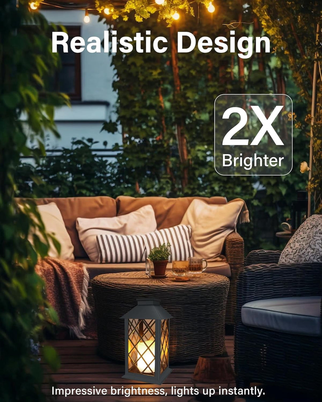 Supbessel Solar Lantern,Outdoor Garden Hanging Lanterns,2 Pack 11Inch Waterproof LED Flickering Flameless Candle Mission Lights for Table,Outdoor,Party Decorative(Black)