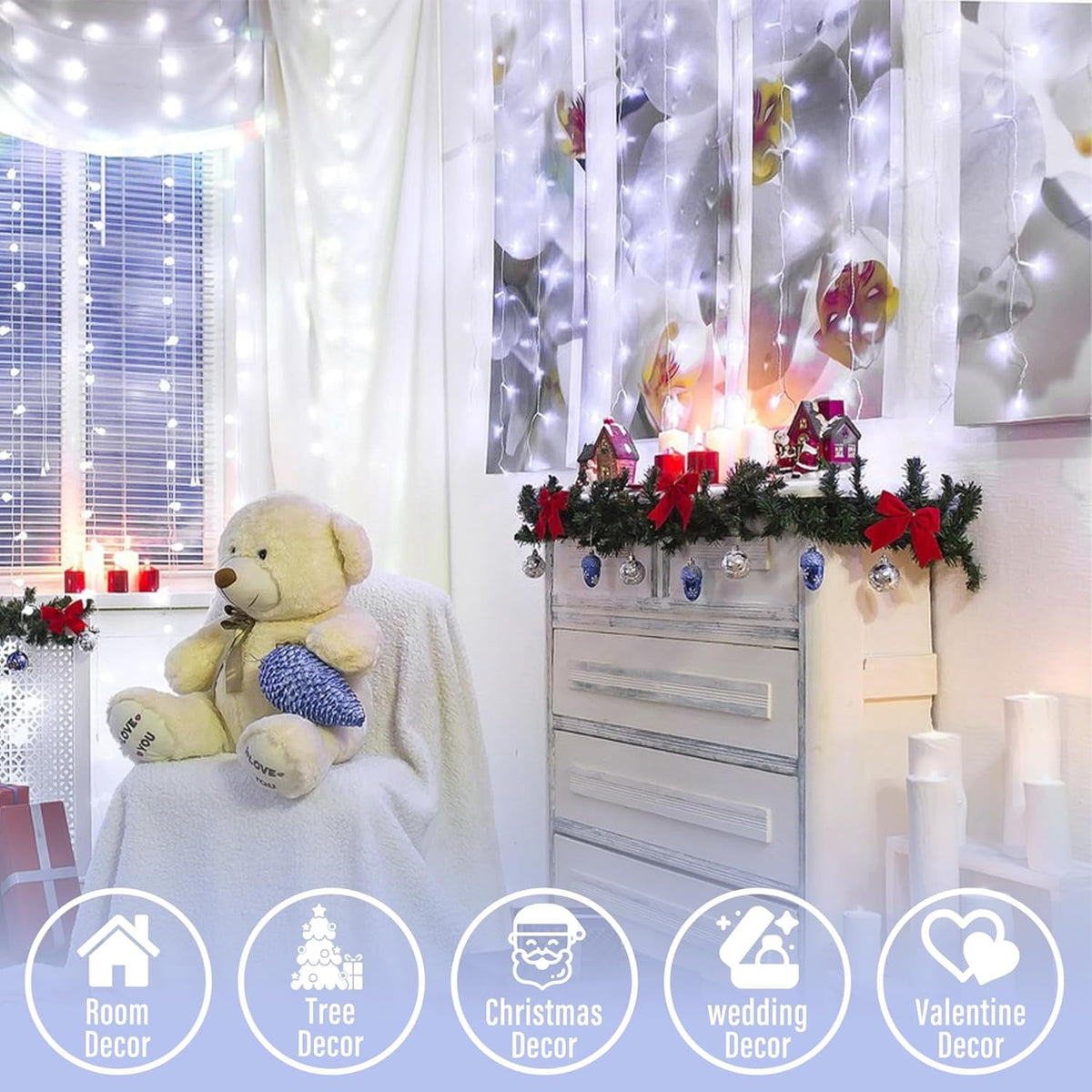 JMEXSUSS 200 LED Christmas Lights Indoor Outdoor, Connectable Warm White Christmas Tree Lights Clear Wire, 66 Ft Twinkle Fairy String Lights Plug in for Bedroom Wedding Christmas Tree Decorations