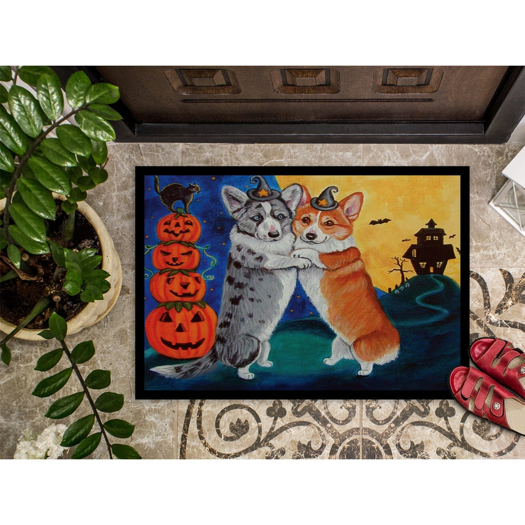 18 x 27 in. Corgi Halloween Scare Indoor or Outdoor Mat