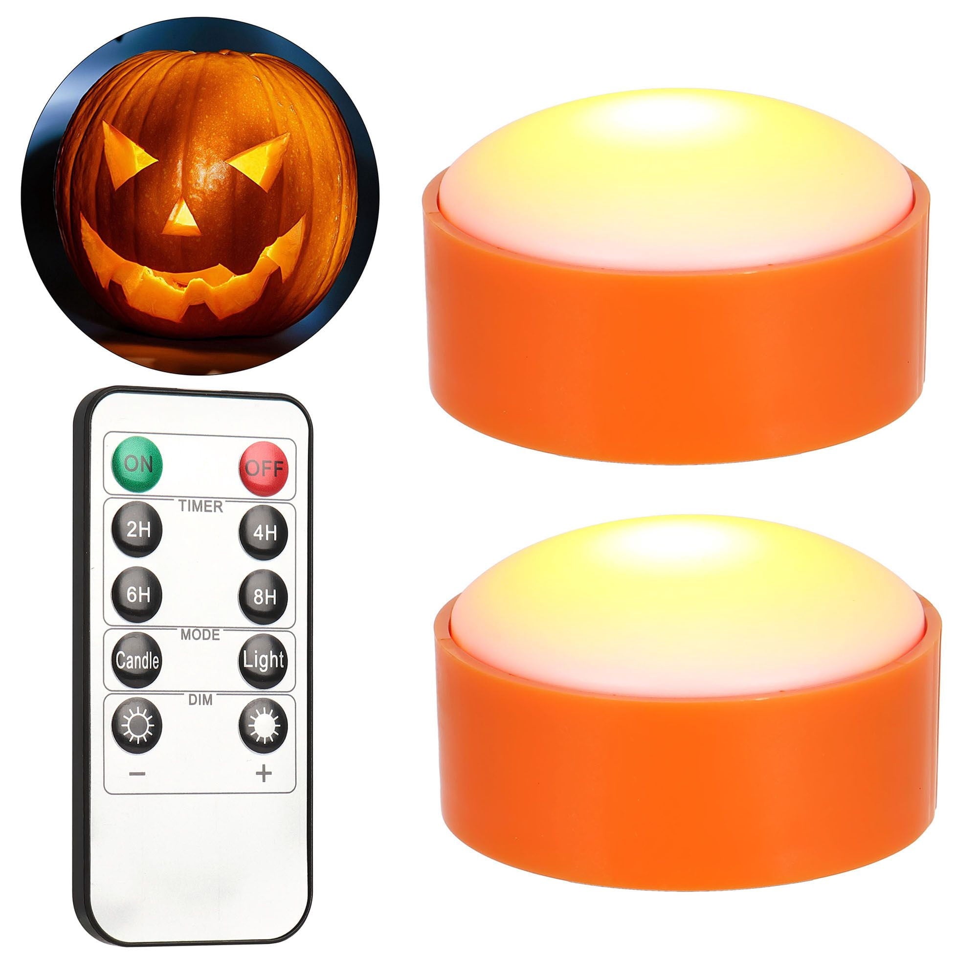 Deago Halloween LED Pumpkin Lights with Remote and Timers Battery Operated Orange Jack-O-Lantern Lights Flameless Candles for Halloween Decorations