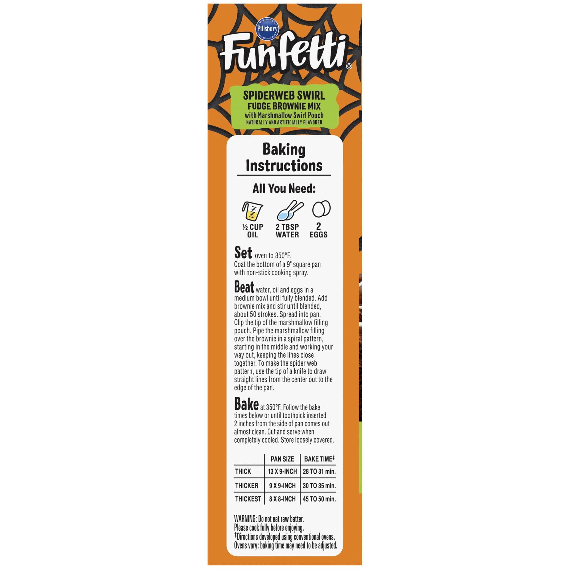 Pillsbury Funfetti Spiderweb Swirl Fudge Brownie Mix, 18.4 oz Box