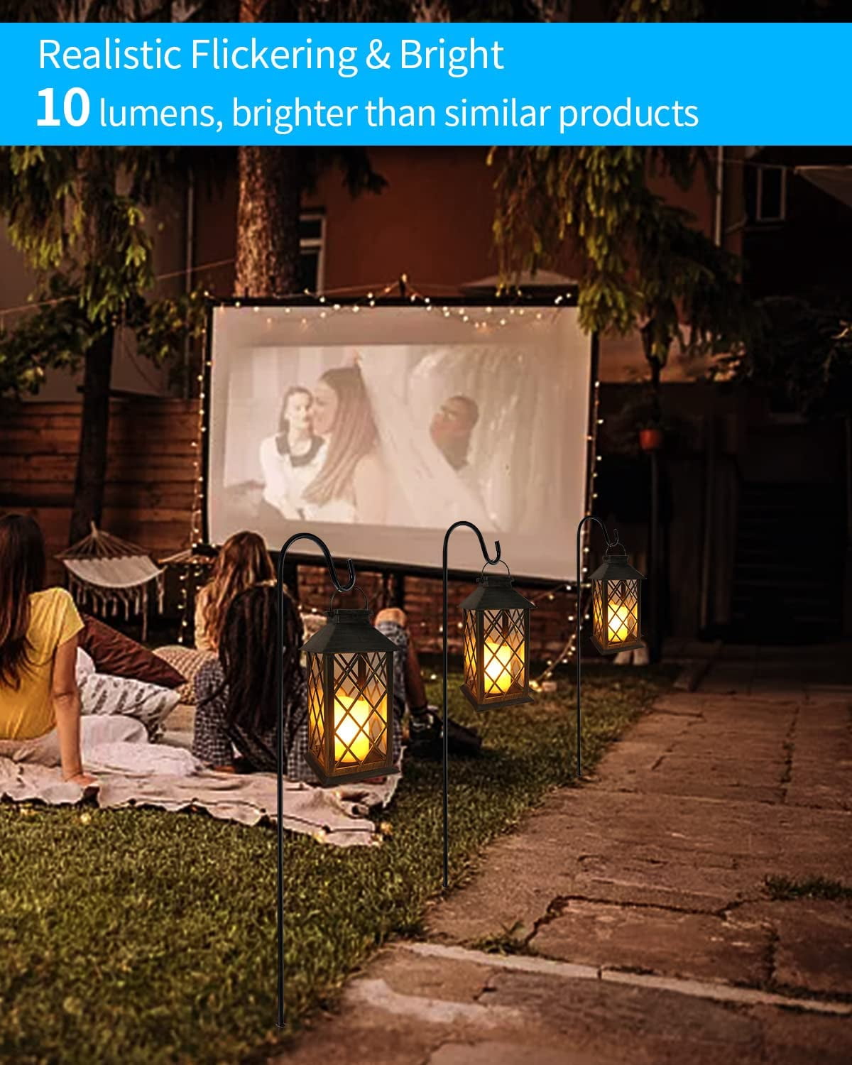Supbessel Solar Lantern,Outdoor Garden Hanging Lanterns,2 Pack 11Inch Waterproof LED Flickering Flameless Candle Mission Lights for Table,Outdoor,Party Decorative(Black)