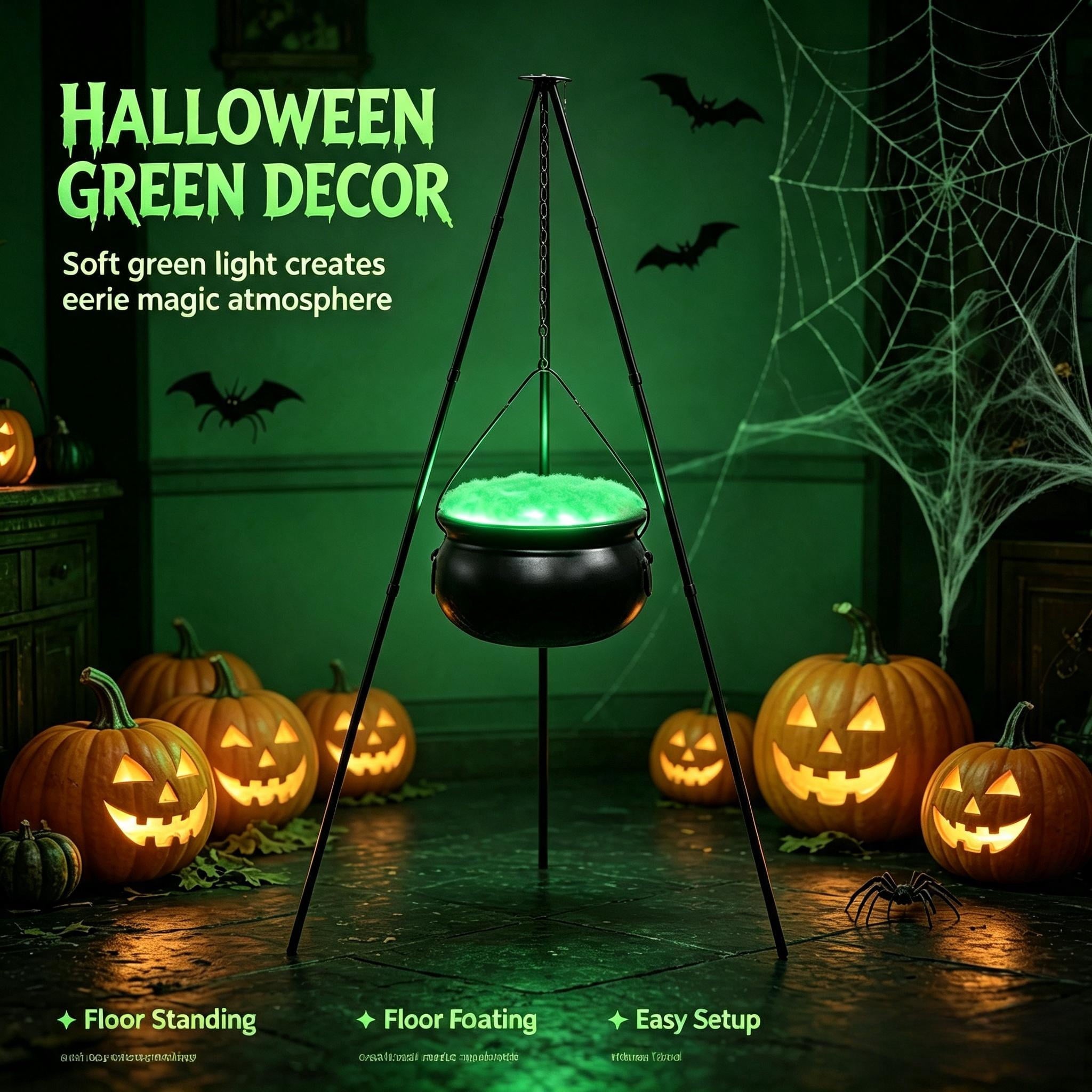 Muecwrye Halloween Decorations Outdoor, Halloween Clearance! Halloween Witches Cauldron on Tripod with Lights, DIY Bubbling Cauldron Set Decor for Home Porch Outside, Halloween Party Supplies