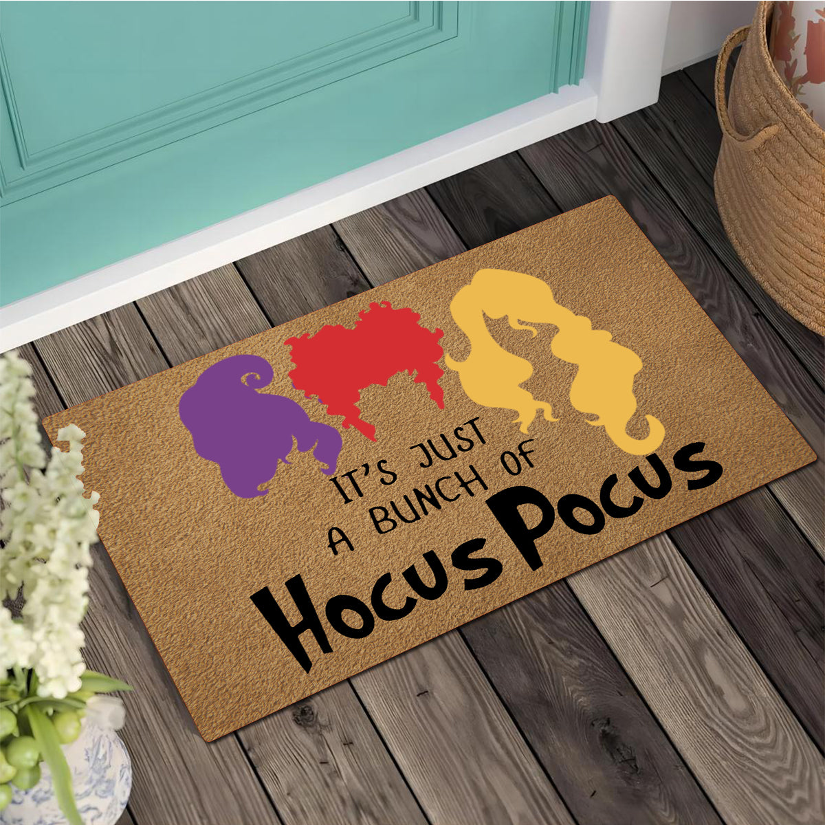 Funny Welcome Doormat Front Porch Decor Rugs with Rubber Back 23.7"(L) x 15.9"(W) It's Just A Bunch of Hocus Pocus Halloween Doormat Rubber Non-Slip Backing Entrance Rug Home Decor Decorative Mat