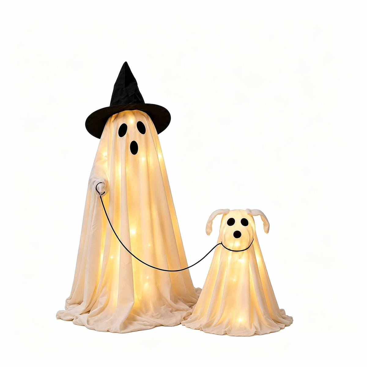 Halloween Light-Up Ghost Decorations Outdoor - 6.5 FT - 8 Sounds Gaint Hanging Swing Ghost Halloween Decoration, Spooky Cute Ghosts Decorations for Front Porch Yard Tree
