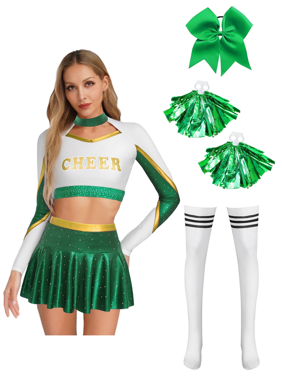 iiniim Womens Cheer Leader Costumes Set Schoolgirl Cheerleading Cosplay Halloween Party Uniform Purple XL
