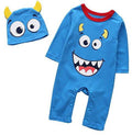 stylesilove Little Monster Baby Boy Cotton Long Sleeve Halloween Costume Romper and Hat 2pcs Outfit