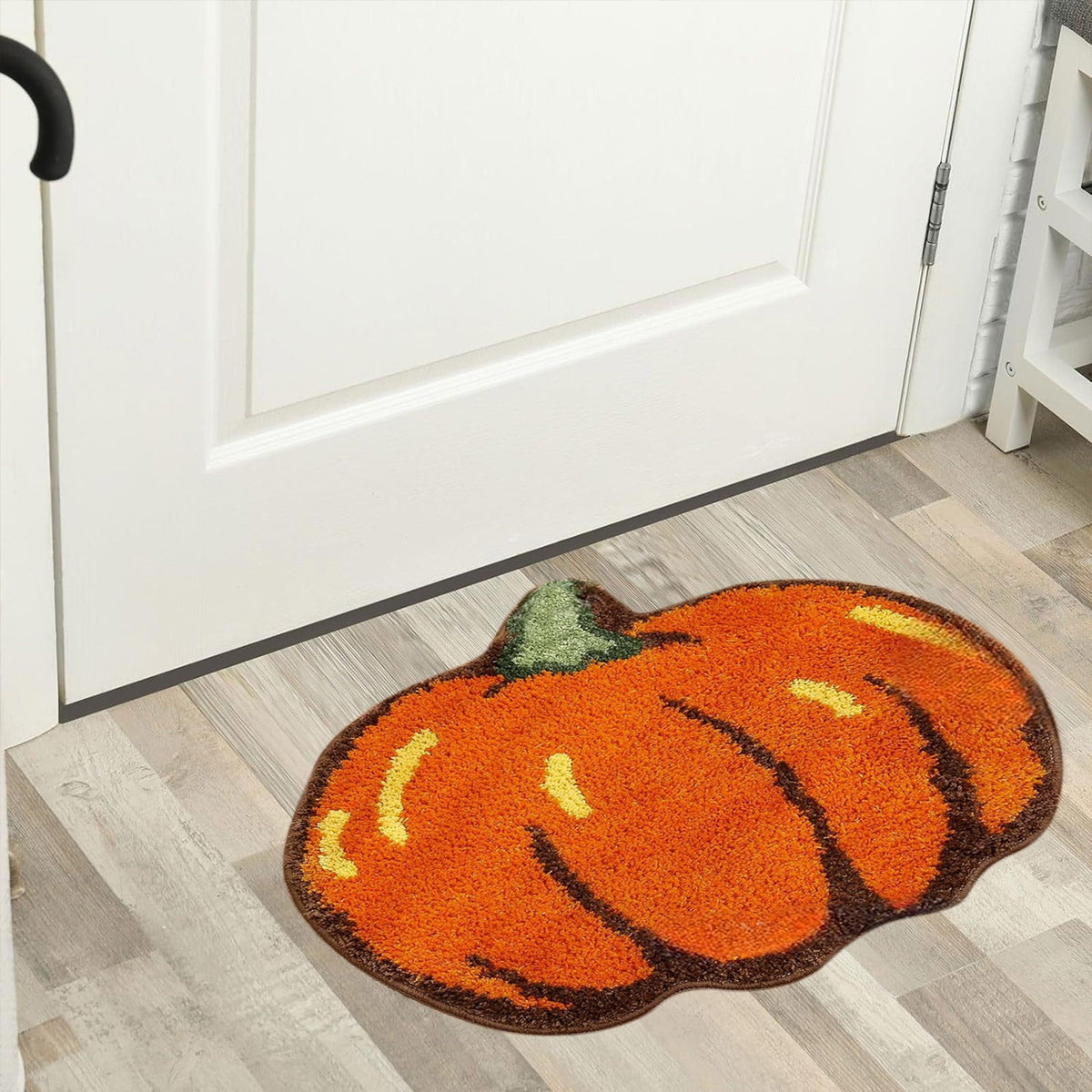 yulier Fall Pumpkin Bathroom Rug, Pumpkin Shape Bath Mat, Non-Slip Soft Kitchen Mat Doormat Orange Floor Mat Fall Decor, 24x16 Inch